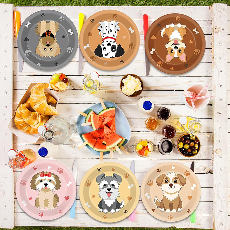 Pet Supplies For Dogs - Karikatür Köpek Parti Dekorasyon Kağıt Tabak